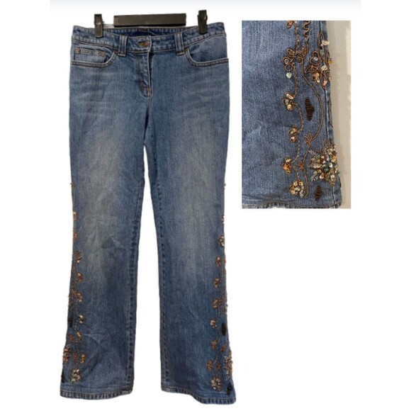 INC International Concepts Jeans Womens 6 Flare Y2K Bead Gemstone Travel - Picture 1 of 12